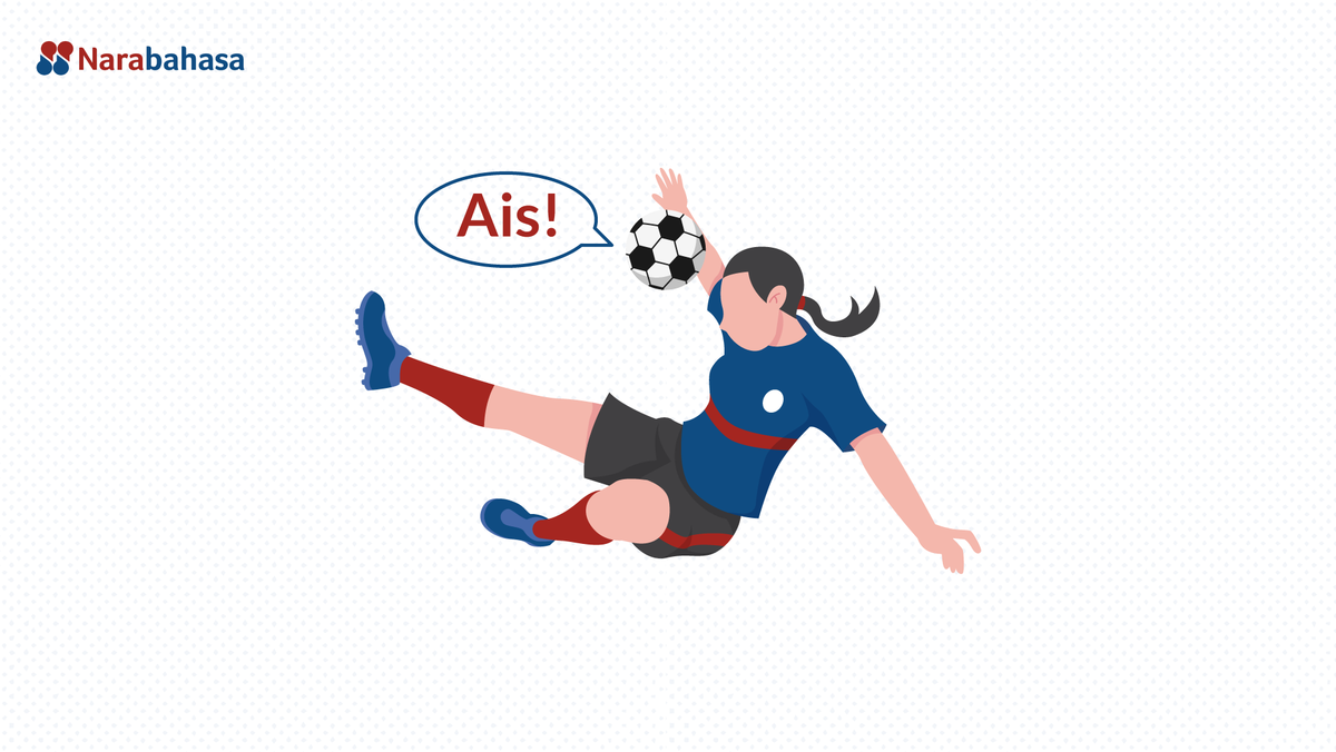 Ilustrasi pemain sepak bola yang sedang melakukan ais atau handball