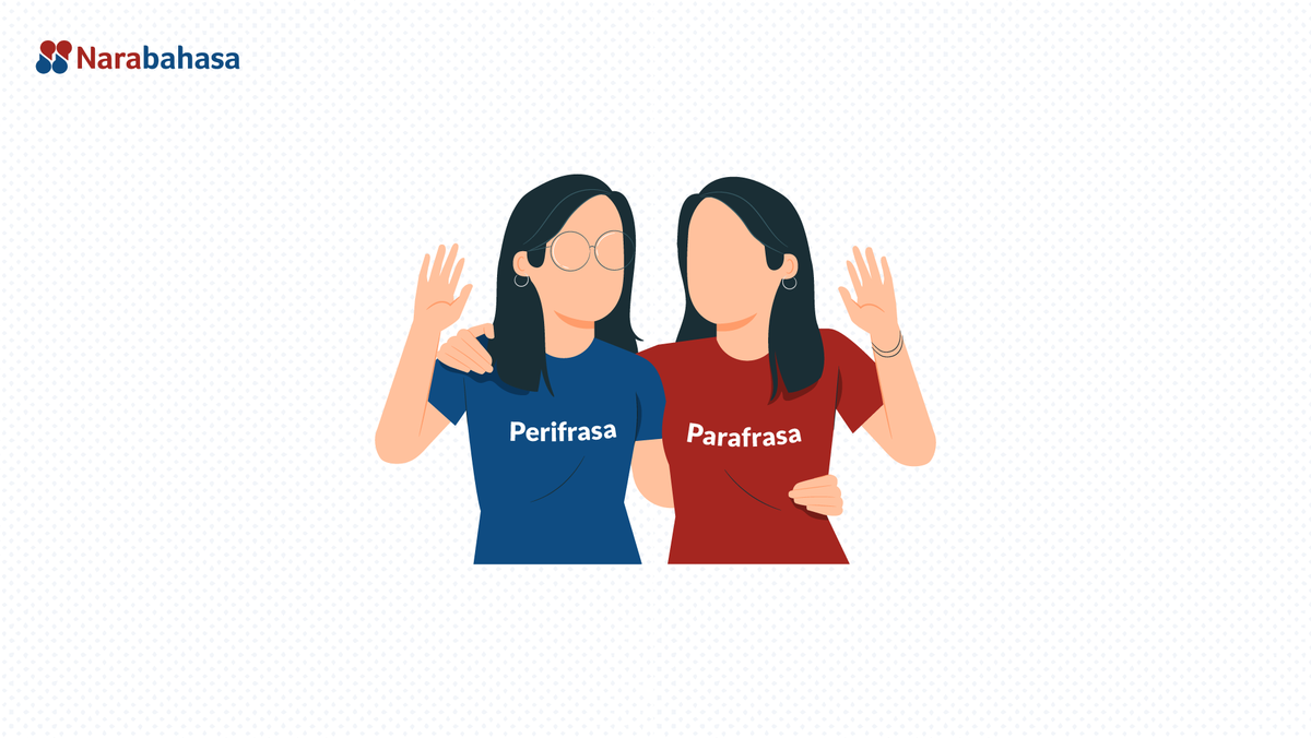 Ilustrasi dua gadis kembar sebagai perumpamaan perifrasa dan parafrasa