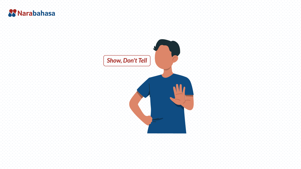 Ilustrasi orang mengatakan "Sho, don't tell".
