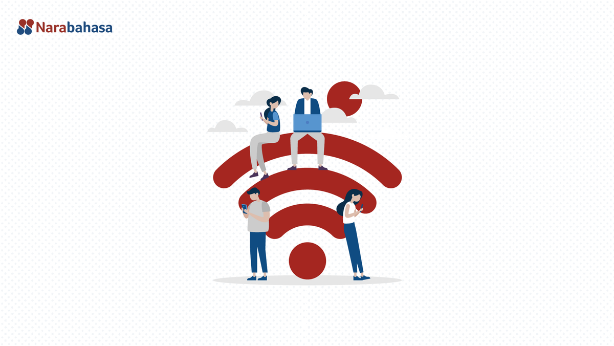 Ilustrasi jaringan internet yang menggambarkan tol langit
